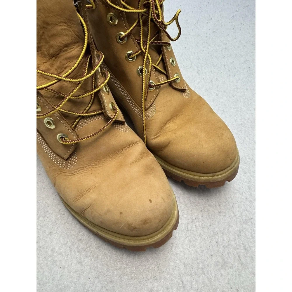 Timberland Boots Mens Size 10 Wheat Nubuck Leather 6 Inch Work Waterproof 10061